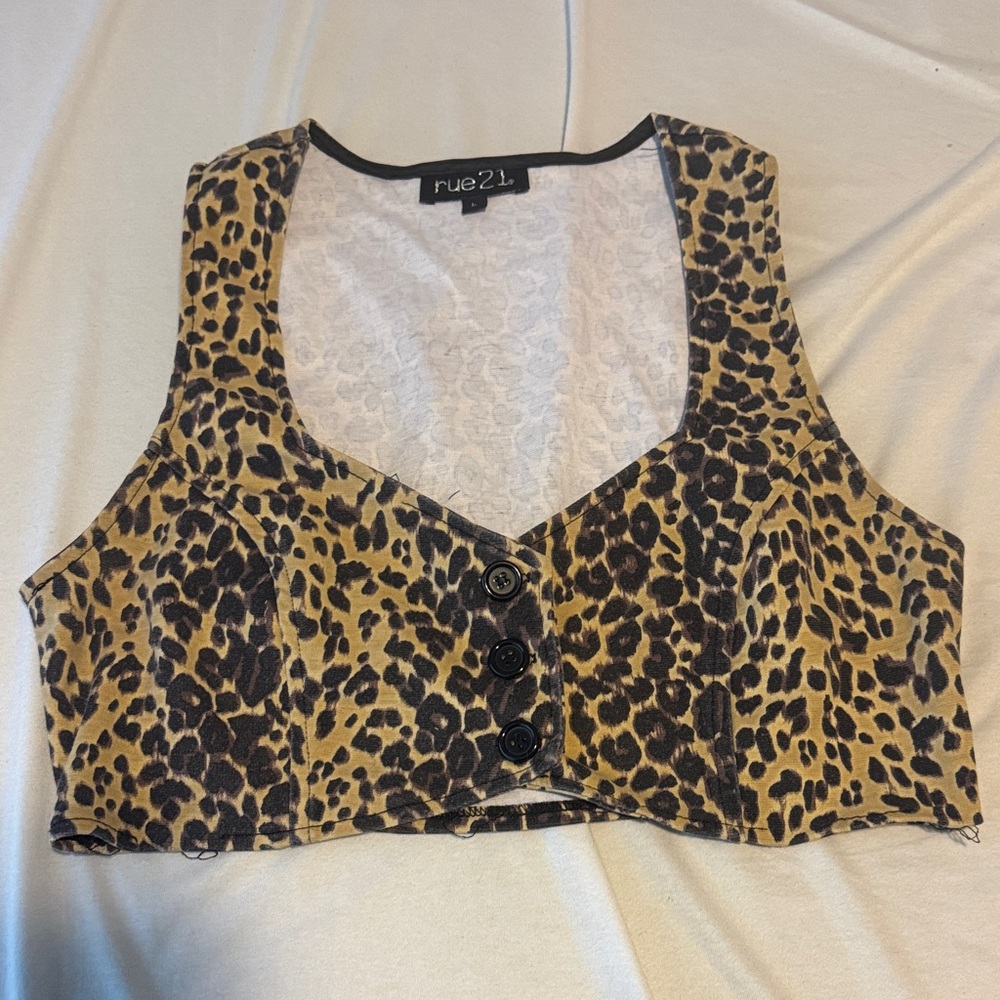 Rue21 Animal Print Crop Top with Black Accents